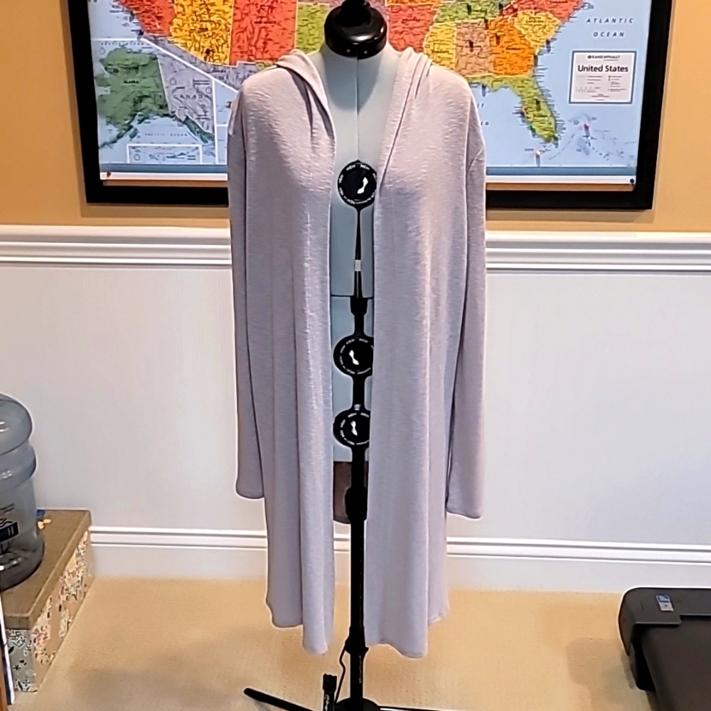 Long hooded cardigan
